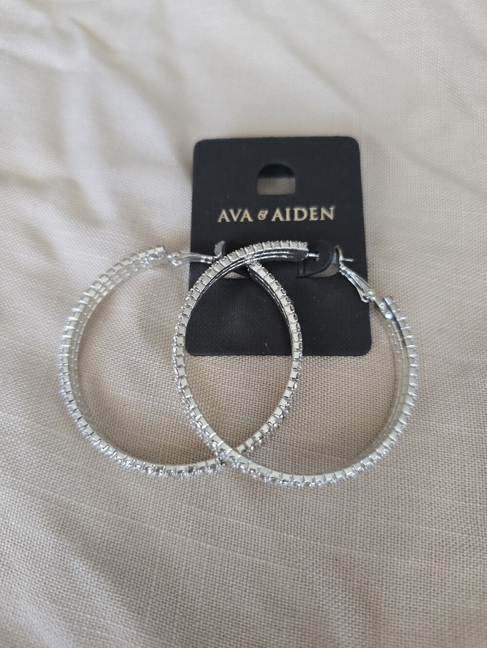 Ava & Aiden Silver Sparkle Crystal Hoop Earrings